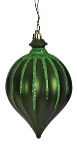 6" x 4" Matte Onion Finial with Glitter Ornament | Red, Dk. Green, Gold, Silver, Rose Gold, Burgu...