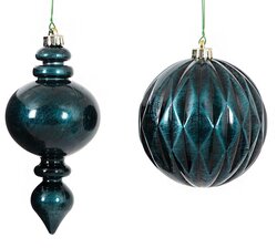 VINTAGE BLUE ORNAMENTS | 6 inches GRID BALL OR 9 inches CALABASH FINIAL