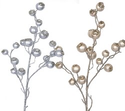 30 INCH METALLIC/BEADED GUAVA SPRAY | CHAMPAGNE GOLD OR SILVER