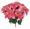 23" Poinsettia Bush x 5 Velvet Flowers | Pink, Red, or Cream White