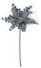 22" Velvet Poinsettia Stem with Silver Glitter Trim | Royal Blue or Slate Blue