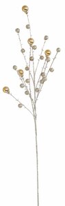38.5" Reflective/Glittered Mixed Ball Branch | Champagne Gold, Red