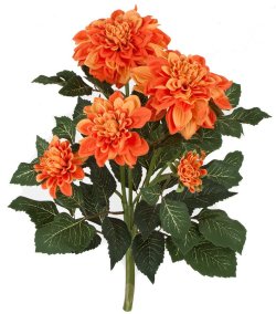 22 inches Dahlia Bush - 6 Flowers - Bare Stem - FIRE RETARDANT