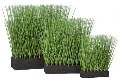 Planted Rectangle Pvc Onion Grass - 3 Sizes - 11 Inches, 16 Inches, And 19 Inches
