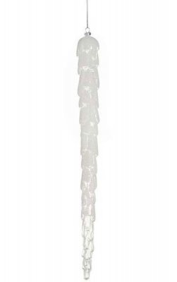 Plastic Glittered Frosted Icicle Ornament - Clear/White