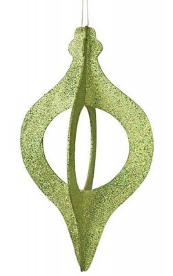Fiberboard Glittered 3D Finial Ornament - Green