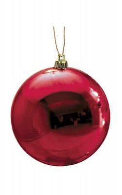 6" Plastic Reflective Ball Ornament - Red