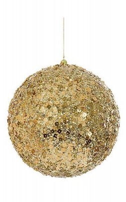 Sequined/Beaded Ball Ornament - Gold