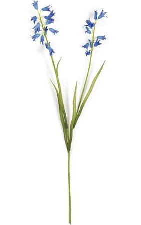 23 inches Blue Bell Spray - 2 Plastic Leaves - 7 inches Stem