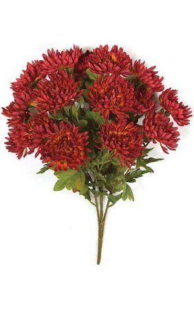 23 inches Chrysanthemum Bush - 15 Flowers - 5 inches Stem - Bare Stem