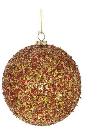 Sequin Ball Ornament - Red/Copper