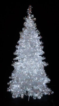 Iridescent Crystal White Slim Pine Trees with Lights | 5' to 15' Tall