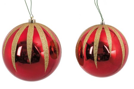 6 Inch Or 8 Inch Shiny Ball With Glitter Pattern | Red, Gold Or Silver
