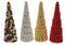 Reflective/Shiny Multi-Ball Cone Tree | 3 Ft. To 7 Ft. Tall - Green