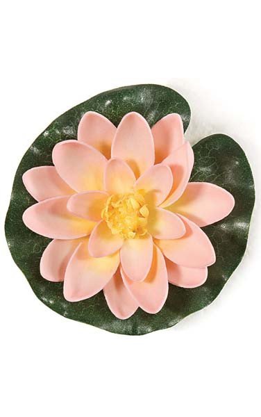 4 inches Foam Floating Lotus - 1 Flower with Yellow Center