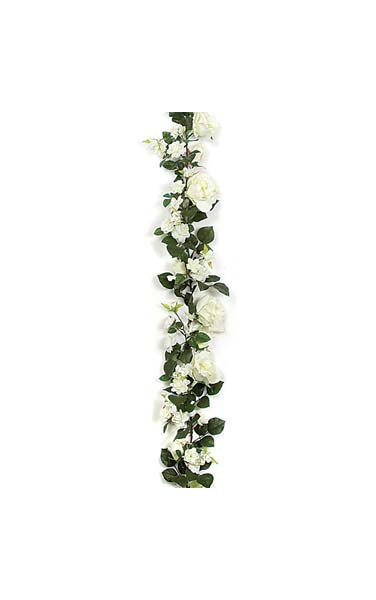 6 feet Rose Garland - 78 Small Flowers/Buds - 8 Large Flowers