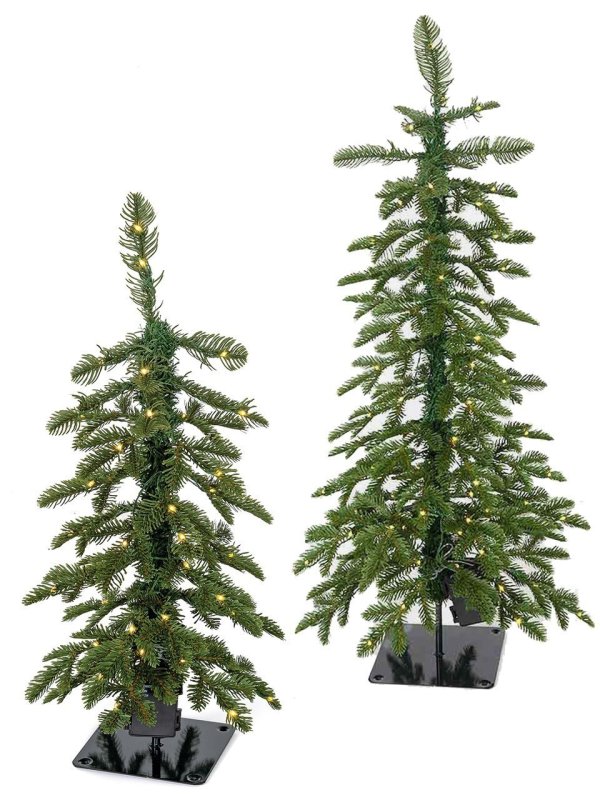 NATURAL TOUCH Norfolk PLASTIC CELINA FIR Christmas Holiday   TREES WITH BATTERY OPERATED LED RICE LIGHTS | 2 FT. OR 3 FT. TALL