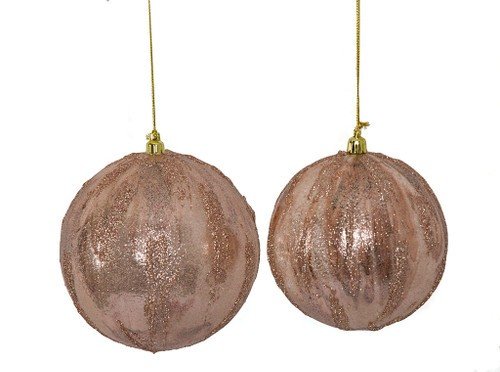 ROSE GOLD GLITTER BALL ORNAMENT | 4 INCH OR 5 INCH SIZES