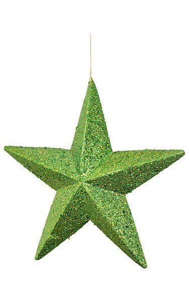 Glittered/Beaded Styrofoam Star Ornament - Double-Sided - Green